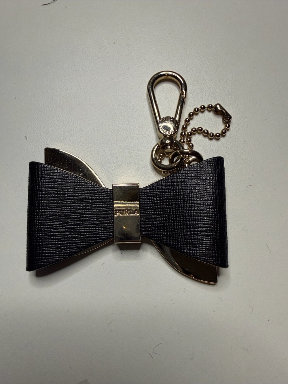 Furla Black Bow Key & Card Holder with Gold Hardware